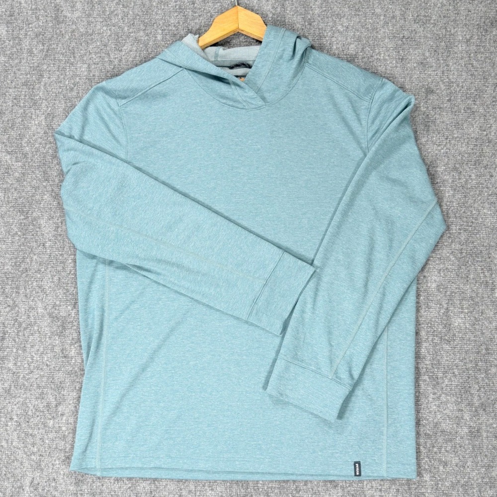 prAna Sol Defender Hoodie Men's XL Sea Mist Blue Slim UPF 30+ Outdoor